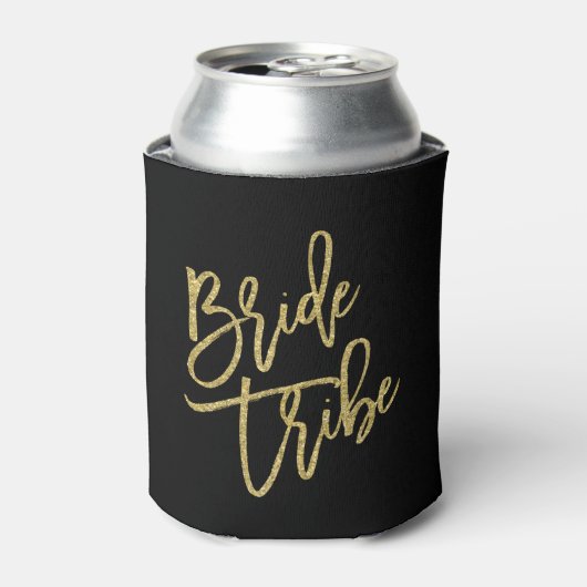 Bride Tribe Gold Glitzer Script Dosenkühler (Kanne Vorderseite)