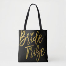 Bride Tribe Gold und Black Wedding Party Bag