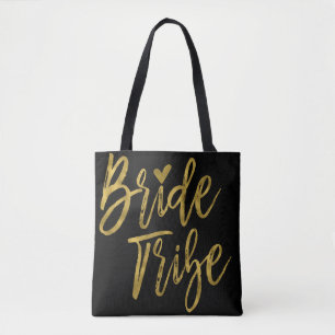 Bride Tribe Gold und Black Wedding Party Bag Tasche