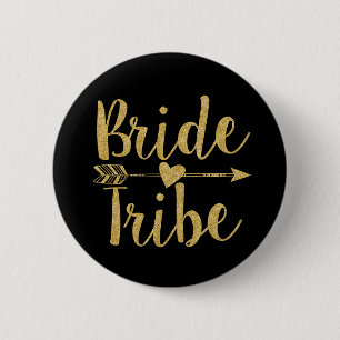 Bride Tribe   Golden-Glitzer Button