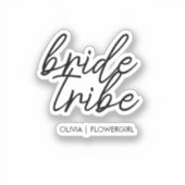Bride Tribe | Hochzeitsblume Mädchen Moderne Aufkleber (Vorderseite)