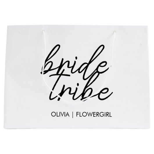 Bride Tribe | Hochzeitsblume Mädchen Moderne Große Geschenktüte (Vorderseite)