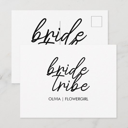Bride Tribe | Hochzeitsblume Mädchen Moderne Postkarte (Vorne/Hinten)