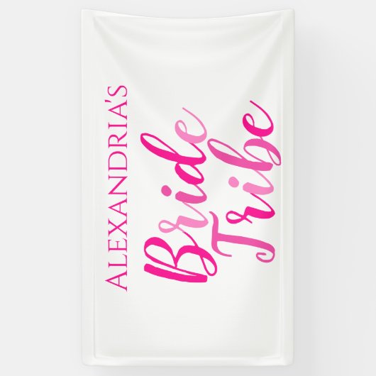 Bride Tribe Hot Pink Moderner Junggeselinnen-Absch Banner (Vertikal)
