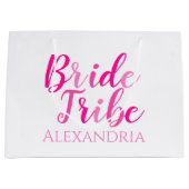 Bride Tribe Hot Pink Personalisiert Bachelorette Große Geschenktüte (Vorderseite)