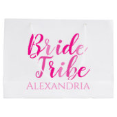 Bride Tribe Hot Pink Personalisiert Bachelorette Große Geschenktüte (Rückseite)