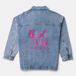 Bride Tribe Hot Pink Typografie Bachelorette Jeansjacke