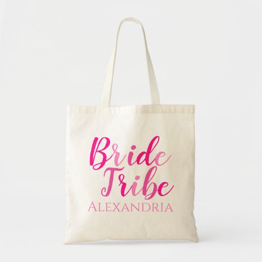 Bride Tribe Hot Pink Typografie Bachelorette Tragetasche (Vorne)