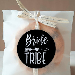Bride Tribe   Individuelle Name Black Wedding Runder Aufkleber