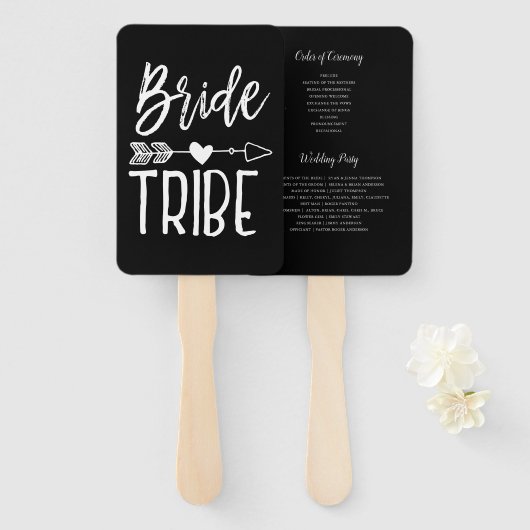 Bride Tribe | Individuelle Name Wedding Black Fächer (Vorne und Hinten)
