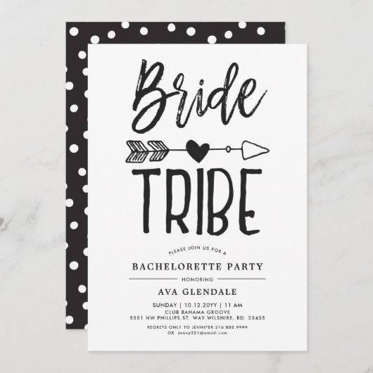Bride Tribe | Junggeselinnen-Abschied Gepunktet Einladung (Vorne/Hinten)