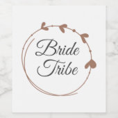 Bride Tribe Mocha Simple Heart Wreath Weinetikett (Einzelnes Label)