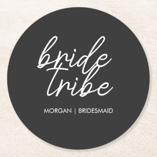 Bride Tribe Modern Bridesmaid Bachelorette Runder Pappuntersetzer