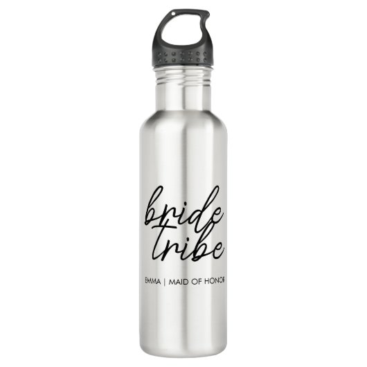 Bride Tribe | Modern Bridesmaid Personalisiert Edelstahlflasche (Vorderseite)