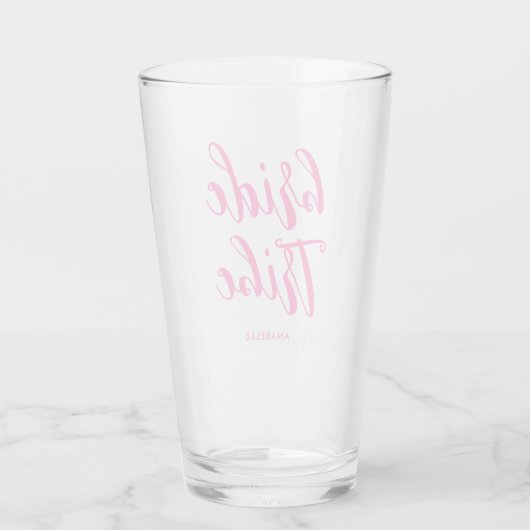 Bride Tribe Modern Script Hot Pink Bridesmaid Glas (Rückseite)