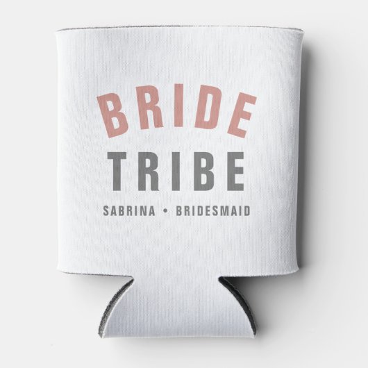 Bride Tribe | Moderne rosa Bachelorette Bridesmaid Dosenkühler (Vorderseite)