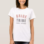 Bride Tribe | Moderne rosa Bachelorette Bridesmaid T-Shirt<br><div class="desc">Dieses niedliche und stilvolle rosa-graue Brautdesign zeichnet sich durch den Namen und die Rolle der Brautjungfrau in der modernen minimalistischen Typografie aus. Der Slogan, Name und Titel kann leicht mit dem Namen einer Person in Ihrem Brautparty personalisiert werden. Zum Beispiel Braut, Trauzeugin, Brautjungfrau, Blume Mädchen, Brautmutter, Glam Squad, und so...</div>