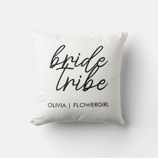 Bride Tribe | Modernes Blumenmädchen Kissen (Vorderseite)