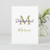 Bride tribe monogram bridal shower simple golden p einladung (Stehend Vorderseite)