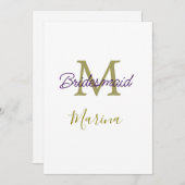 Bride tribe monogram bridal shower simple golden p einladung (Vorne/Hinten)