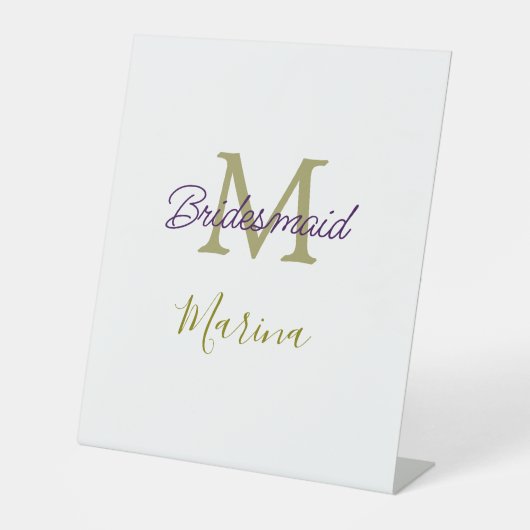 Bride tribe monogram bridal shower simple golden p sockelschild (Vorderseite)