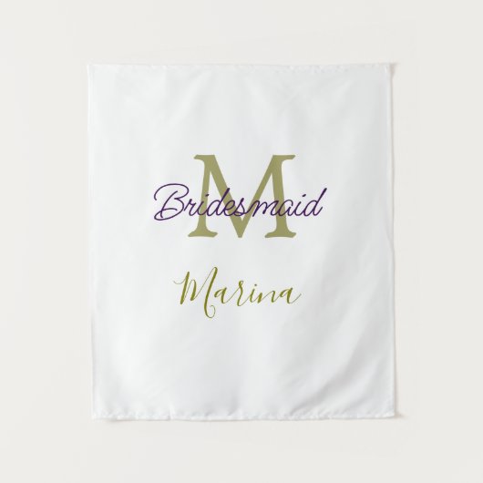 Bride tribe monogram bridal shower simple golden p wandteppich (Vorderseite)