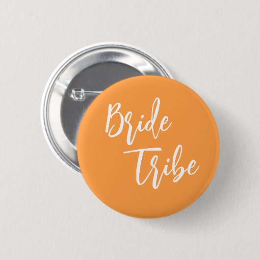 Bride Tribe Orange White Wedding Button (Vorne & Hinten)