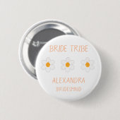 Bride Tribe Peach Floral Bachelorette Bridesmaid Button (Vorne & Hinten)