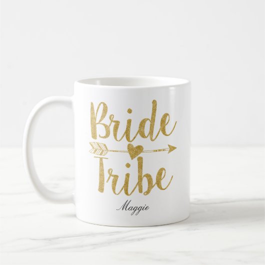 Bride Tribe Personalisiert Gold Wedding Kaffeetasse (Links)