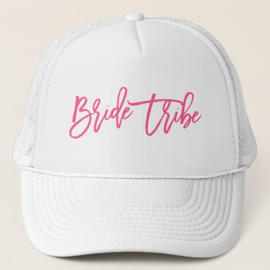 Bride Tribe Pink Script Truckerkappe (Vorderseite)