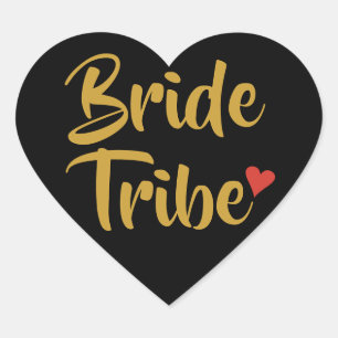 Bride Tribe Red Heart Herz-Aufkleber