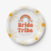 Bride Tribe Retro Groovy Daisy 70er Bachelorette Pappteller (Vorderseite)