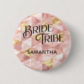 Bride Tribe Rose Gold Harlequin Diamond Bridesmaid Button (Vorderseite)
