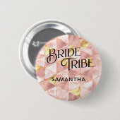 Bride Tribe Rose Gold Harlequin Diamond Bridesmaid Button (Vorne & Hinten)