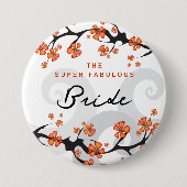 BRIDE Tropische Blume Swirl Chic Wedname Tag Button (Vorderseite)