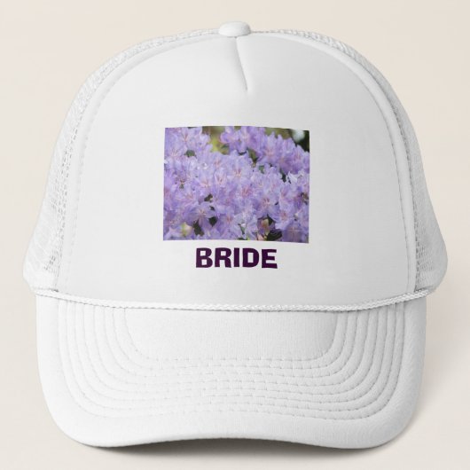 Bride Trucker hat Custom text Lavender Rhodies Truckerkappe (Vorderseite)