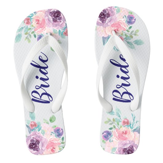 Bride Typografy Colorful Blume Bouquet Badesandalen (Fußbett)