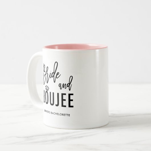Bride und Boujee Bachelorette Bride Zweifarbige Tasse (Vorderseite Links)