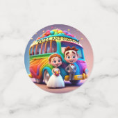 BRIDE UND GROOM UND RAINBOUSBUS KONFETTI (Klein Vorderseite)