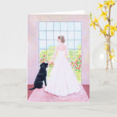 Bride und ihre schwarze Labrador-Malerei Karte (Gelbe Blume)