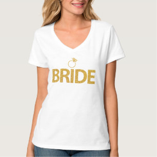 Bride V-Neck T - Shirt Imitate Sequins