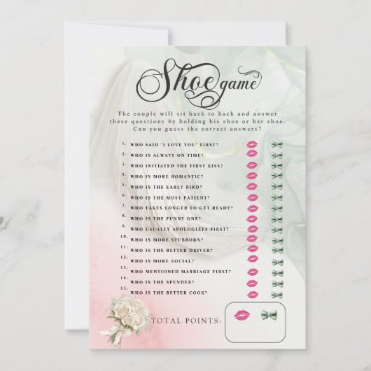 Bride Veil Polterabend Shoe Game Einladung (Vorderseite)