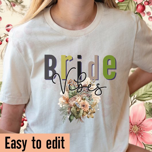 Bride vibes-Hen Party-Wedding tee-Retro-Bearbeitba T-Shirt