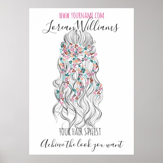 Bride Wavy Haar Blumenkranz Haarstyling Branding Poster (Vorne)