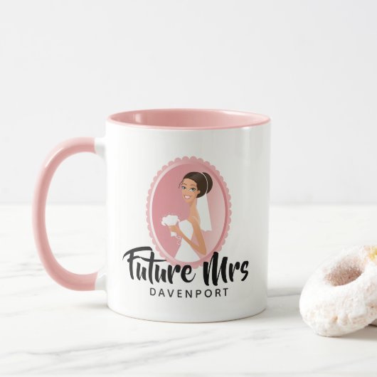 Bride Wedding Attire Future Frau Custom Tasse (Mit Donut)