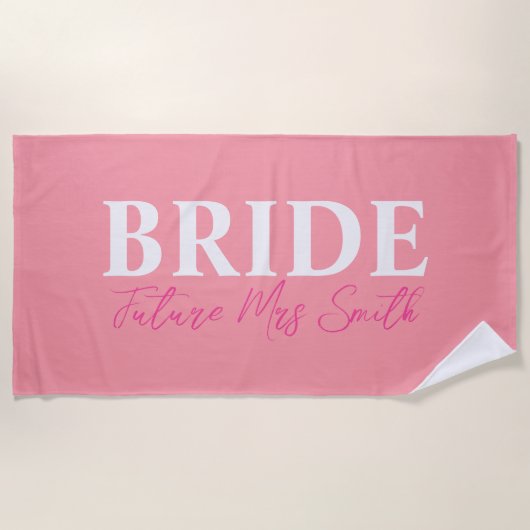 Bride Wedding bachelorette Ehefrau Personalisiert Strandtuch (Vorderseite)