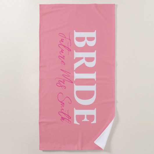 Bride Wedding bachelorette Ehefrau Personalisiert Strandtuch (Vorderseite)