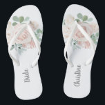 Bride Wedding Blush Pink Bläschen Eukalyptus Badesandalen<br><div class="desc">Diese personalisierten,  rosa,  floralen Eukalyptusbräute-Flip-Flops sind das ideale Geschenk für die Braut.  Besuchen Sie meine Hochzeitskollektion,  um sich alle koordinierenden Gegenstände anzusehen.</div>