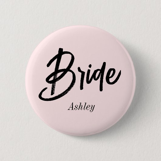 Bride Wedding Blush Pink Script Button (Vorderseite)