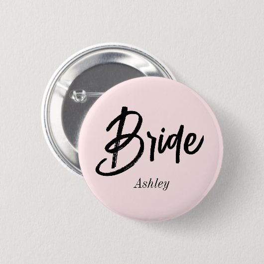 Bride Wedding Blush Pink Script Button (Vorne & Hinten)